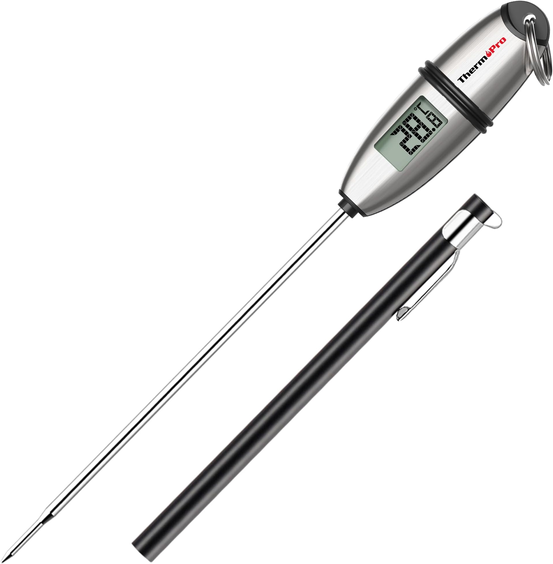 ThermoPro Thermometer, Cooking Kitchen Thermometer, Digital Cooking Thermometer, Temperature Control for Oil, Meat, Milk, Tempura, Coffee, Fried Food, Tea, Barbecue, Thermometer, Stainless Steel,