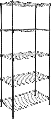 Miniatura 1 de Whitmor 5 Tier Shelving Unit, Adjustable Storage Shelves with Wheels, Wire Shelving, 400 lbs Capacity per Shelf, Max 2000 lbs Total for Laundry,