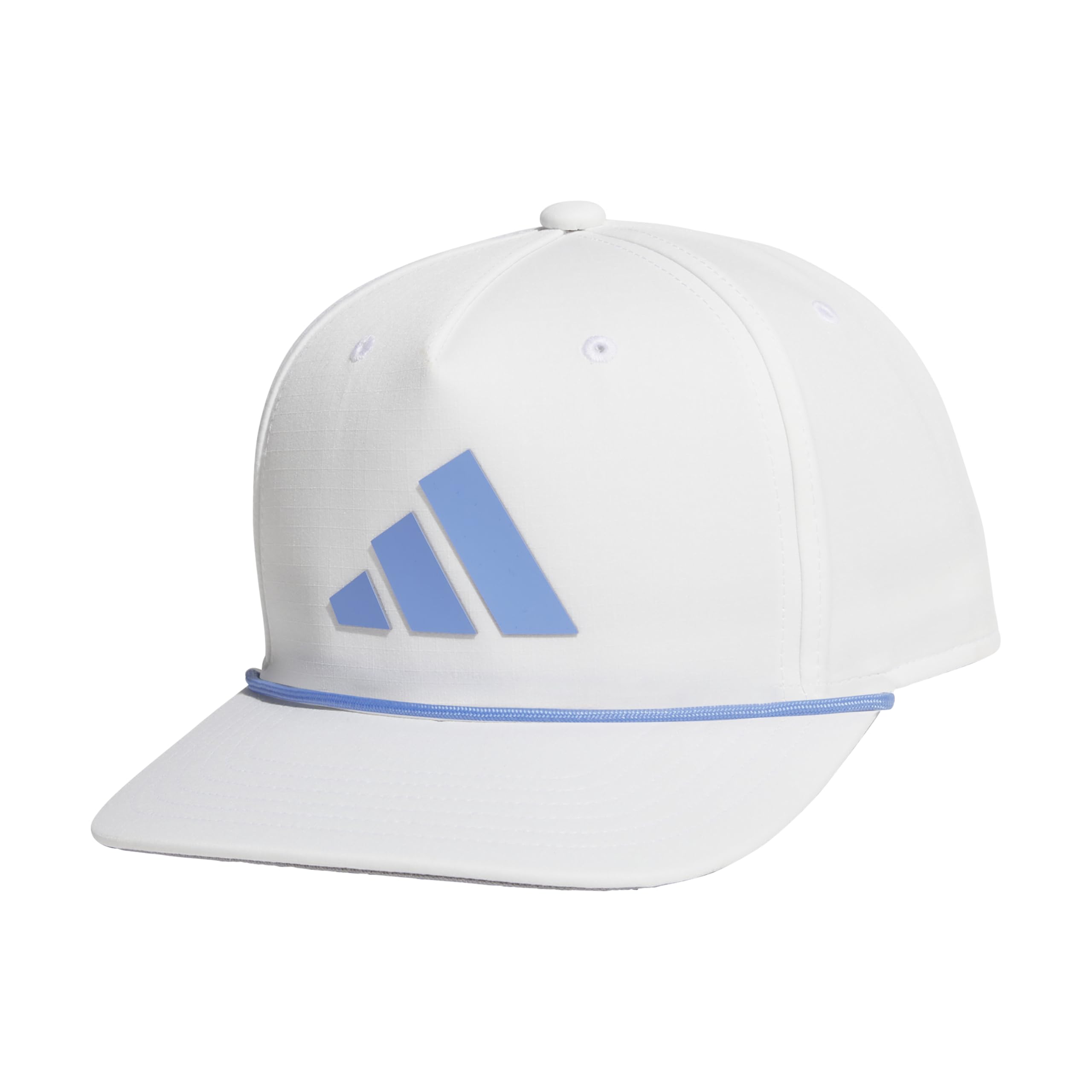adidas Men's Midrange Structured Mid-Crown Adjustable Fit Snapback Hat with Retro Rope Cording Detail Baseball Cap, White/Blue Fusion/Grey, One Size