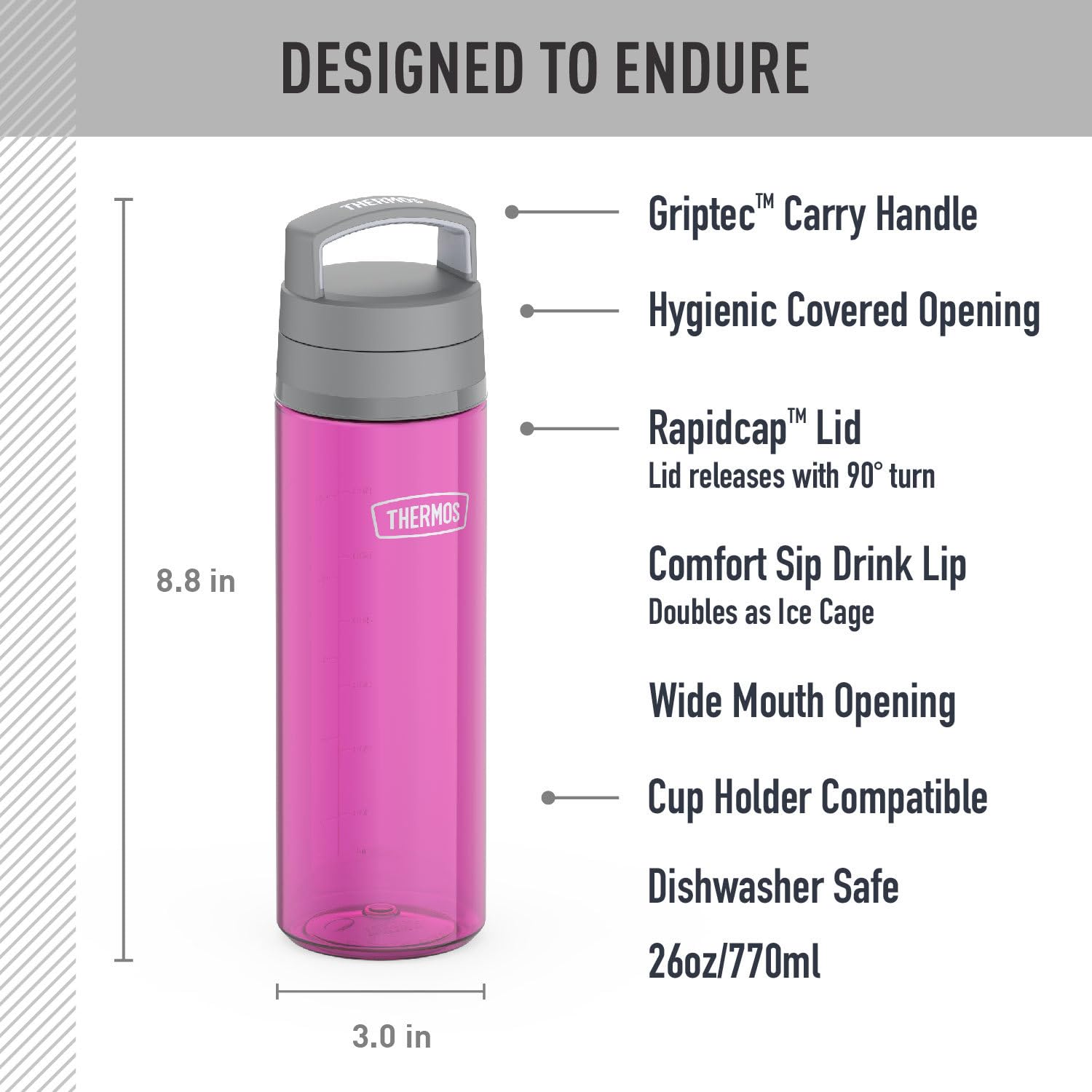 THERMOS Trinkflasche mit Drehdeckel, 750 ml, Aubergine