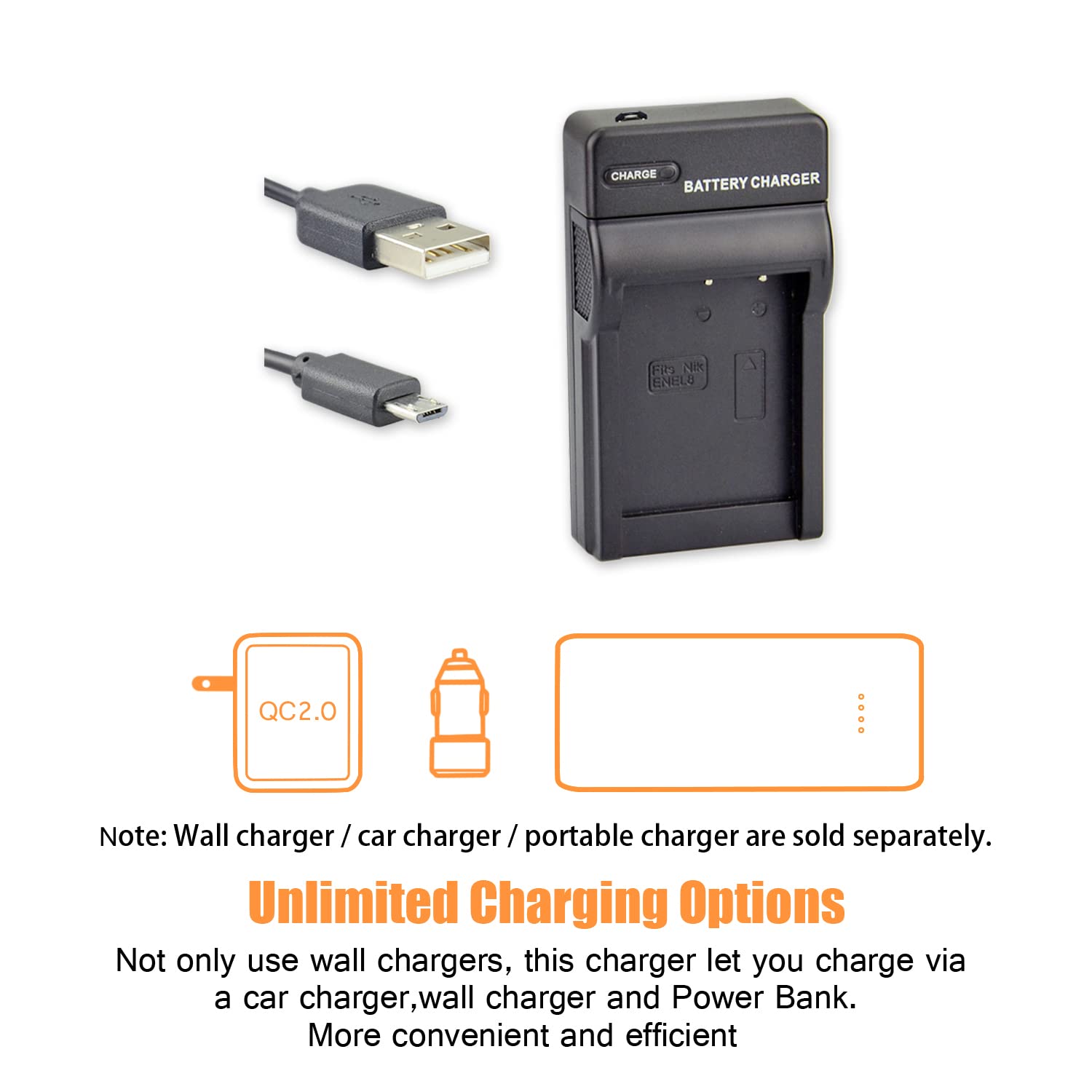 Batteria EN-EL8 E Caricabatterie USB Per Nikon Coolpix - Compatibile Con P1, P2, S1-S9, S50-S52 - Foto 7