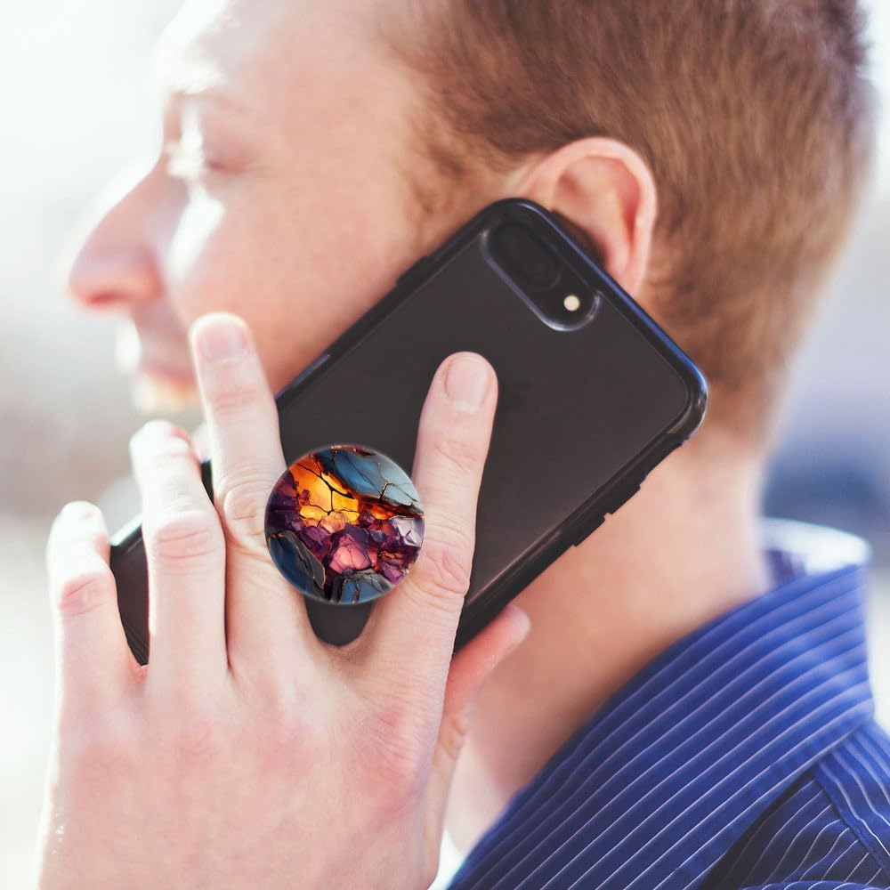 (6 Pack) Collapsible Cell Phone Grip for Smartphones,Expanding Cellphone Holder for Phone - Colorful Stone Marble - Image 4