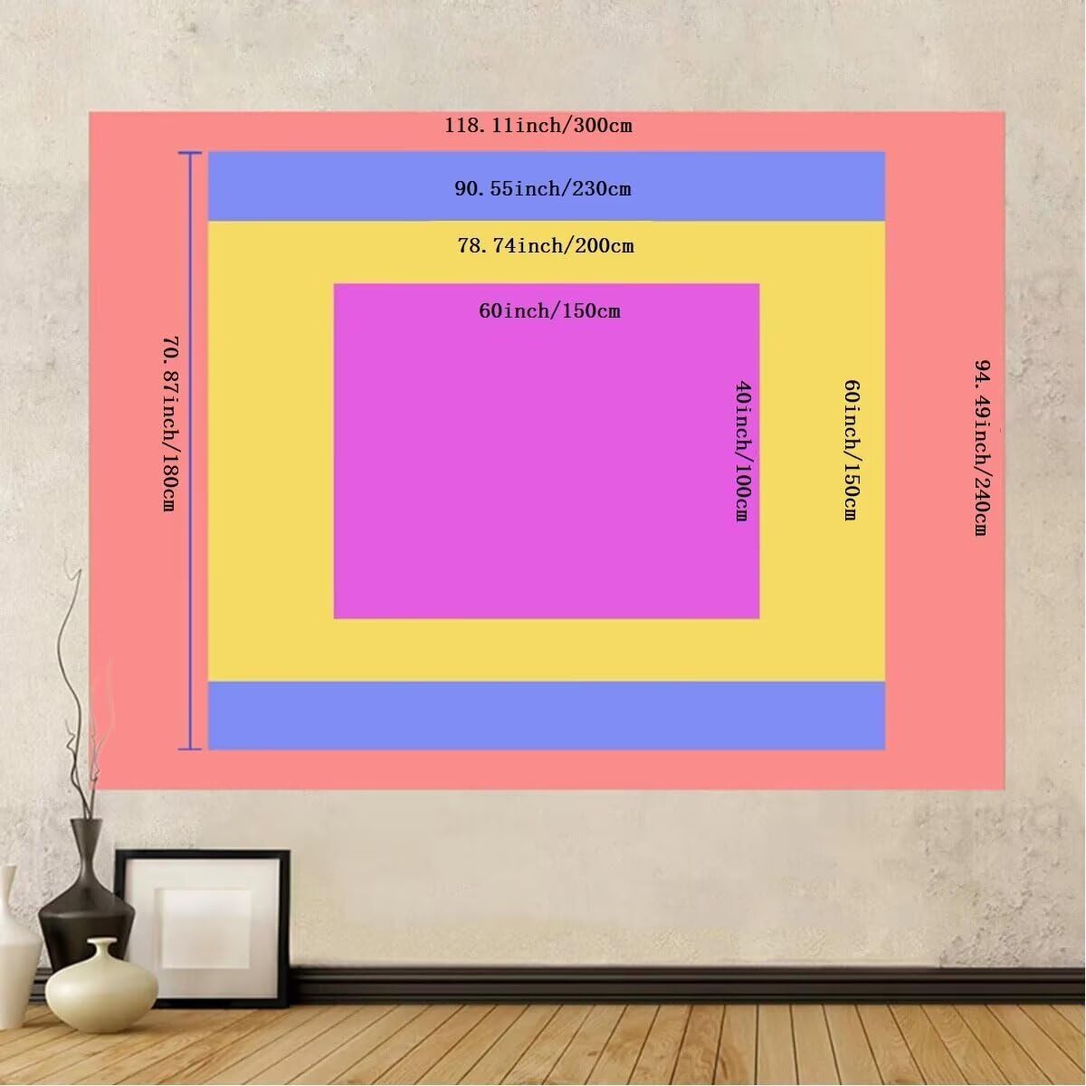 Arazzo da Parete Alba Arazzo da Parete Hippy Psichedelico Tapestry Tappeto da Parete Stampa Poliestere Grandi Arazzi per camera da letto, soggiorno, Casa, decorazione da parete Regalo 300x240cm J7152