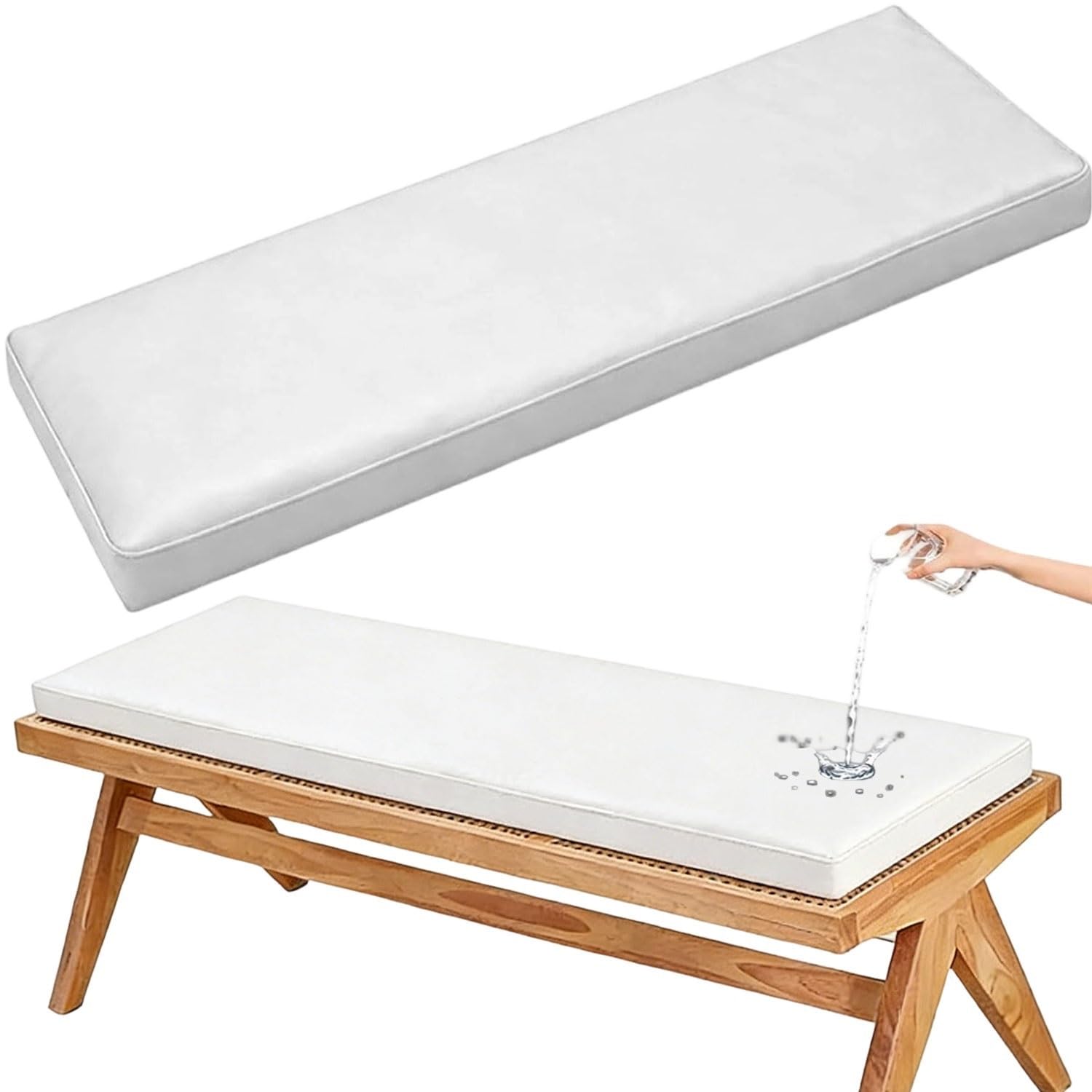Cuscino per Panca Esterni Impermeabile in Ecopelle Cuscini per Seduta Schiuma Alta Densità 45D Cuscino Seduta Antiscivolo Removibile per Giardino Terrazza Interno(#2,45x190x5cm)