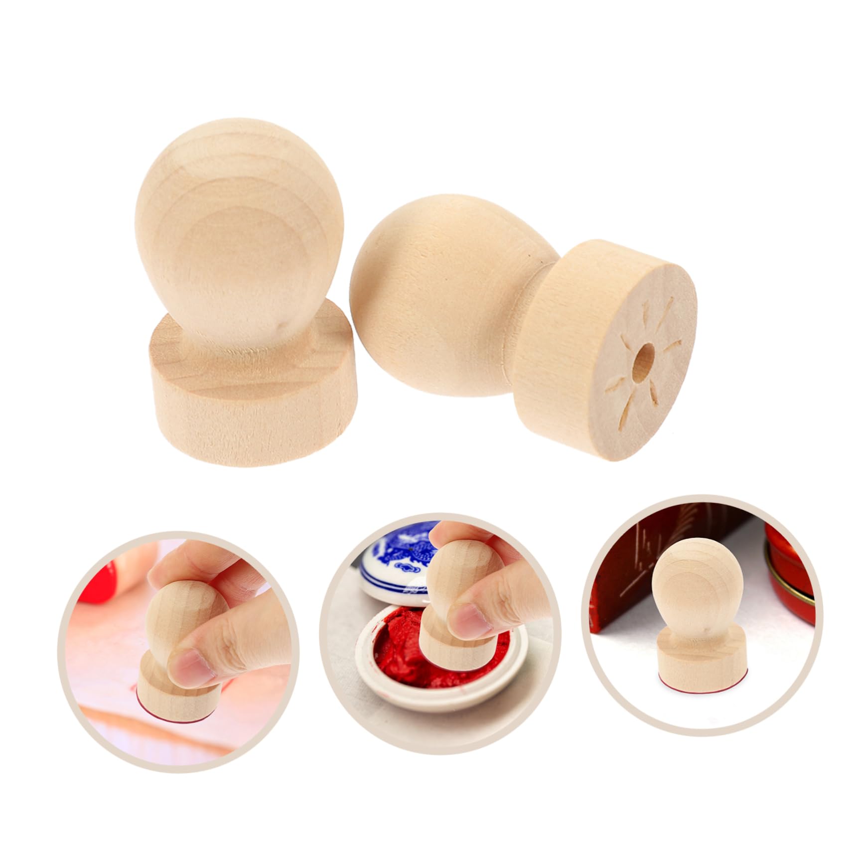 HOMSFOU 4 Sätze Festes Rundgriff Hochzeit Stempel Amboser Wachssiegel Handhaben Vintage -Griffe Holz 6 Stück * 4