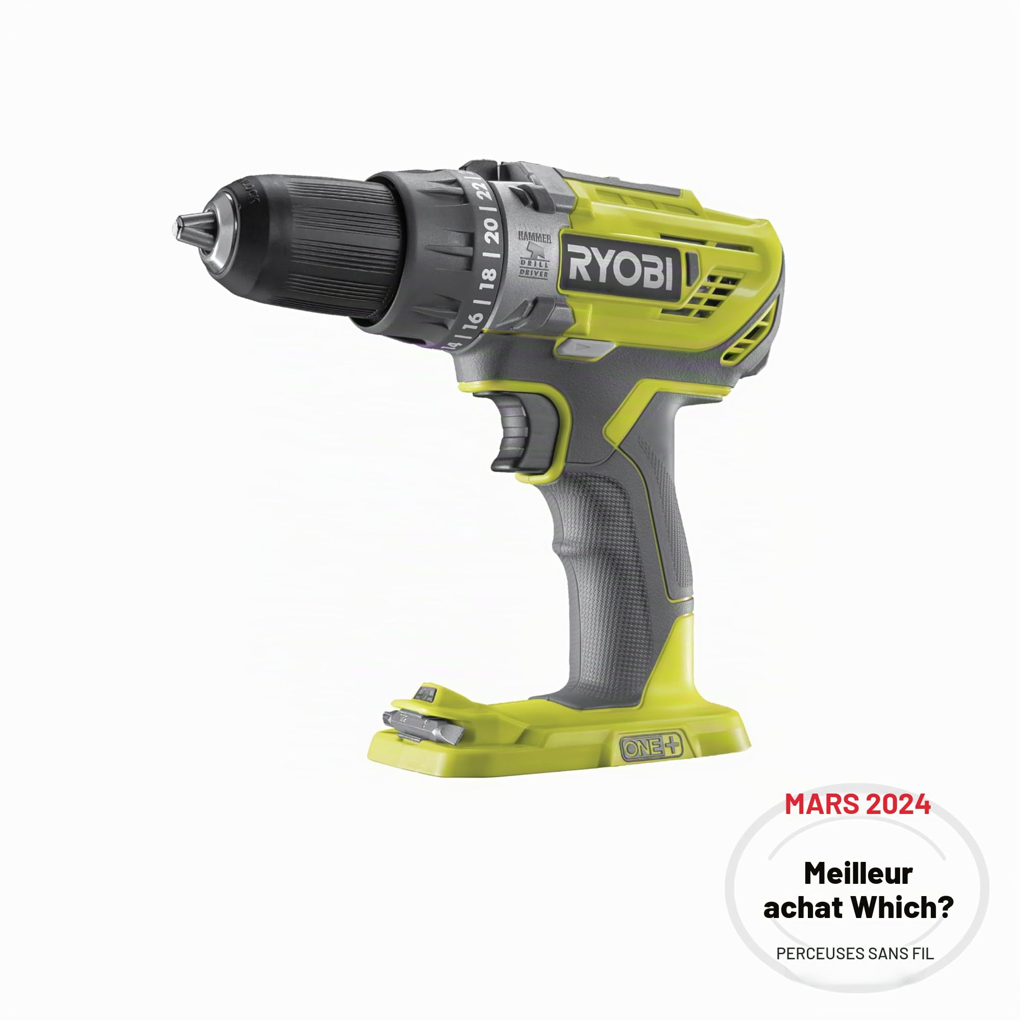 RYOBI - Perceuse-visseuse à percussion - 18V ONE+ HP - RPD18BL2-0 - Perçage béton, bois, métal, vissage extrême, 24 positions - Batterie Non Incluse