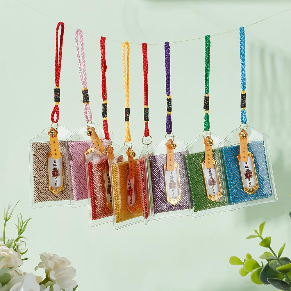 WEBEEDY 8 ciondoli Omamori giapponesi buona fortuna sacchetto appeso Amuleto Omamori giapponese sacchetto appeso portafortuna, sacchetto di benedizione ciondolo per la salute sicurezza Fortuna