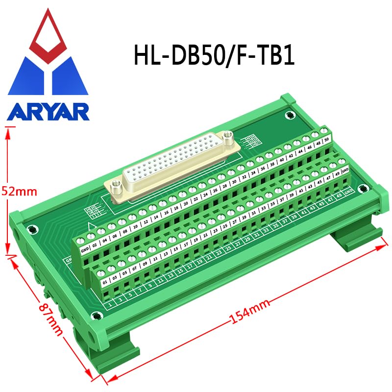 Wiring Connecting Terminals - D-SUB DB50 Female DIN Rail Mount Interface Module, Breakout Board.