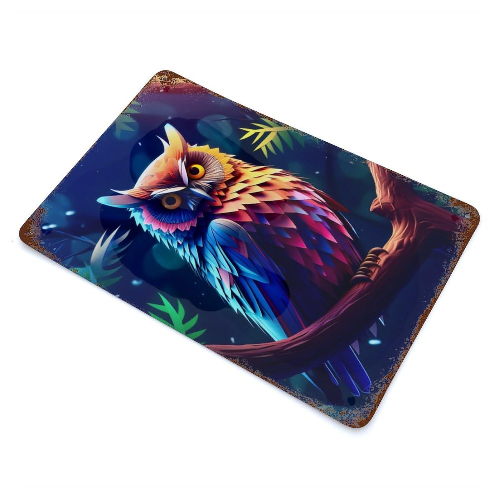 Amazing Owl 3d Decorative Tin Sign 11.8"x7.9", for Cafe, Home Bar And Lounge Decor, Decorative Metal Wall Art