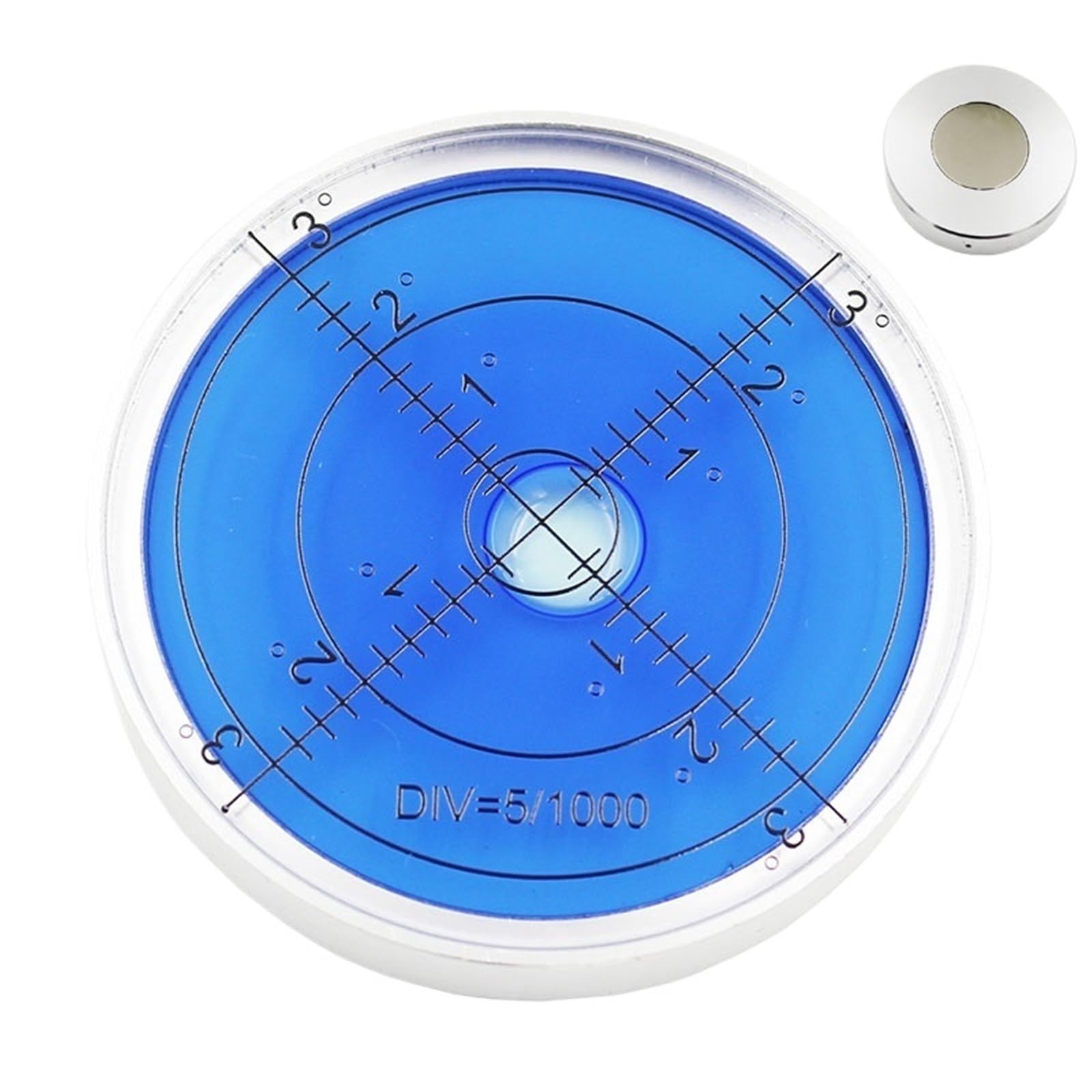 Niveau à bulle universel rond en métal, outil horizontal, diamètre 60 x 10 mm, magnétique disponible (1 pièce).