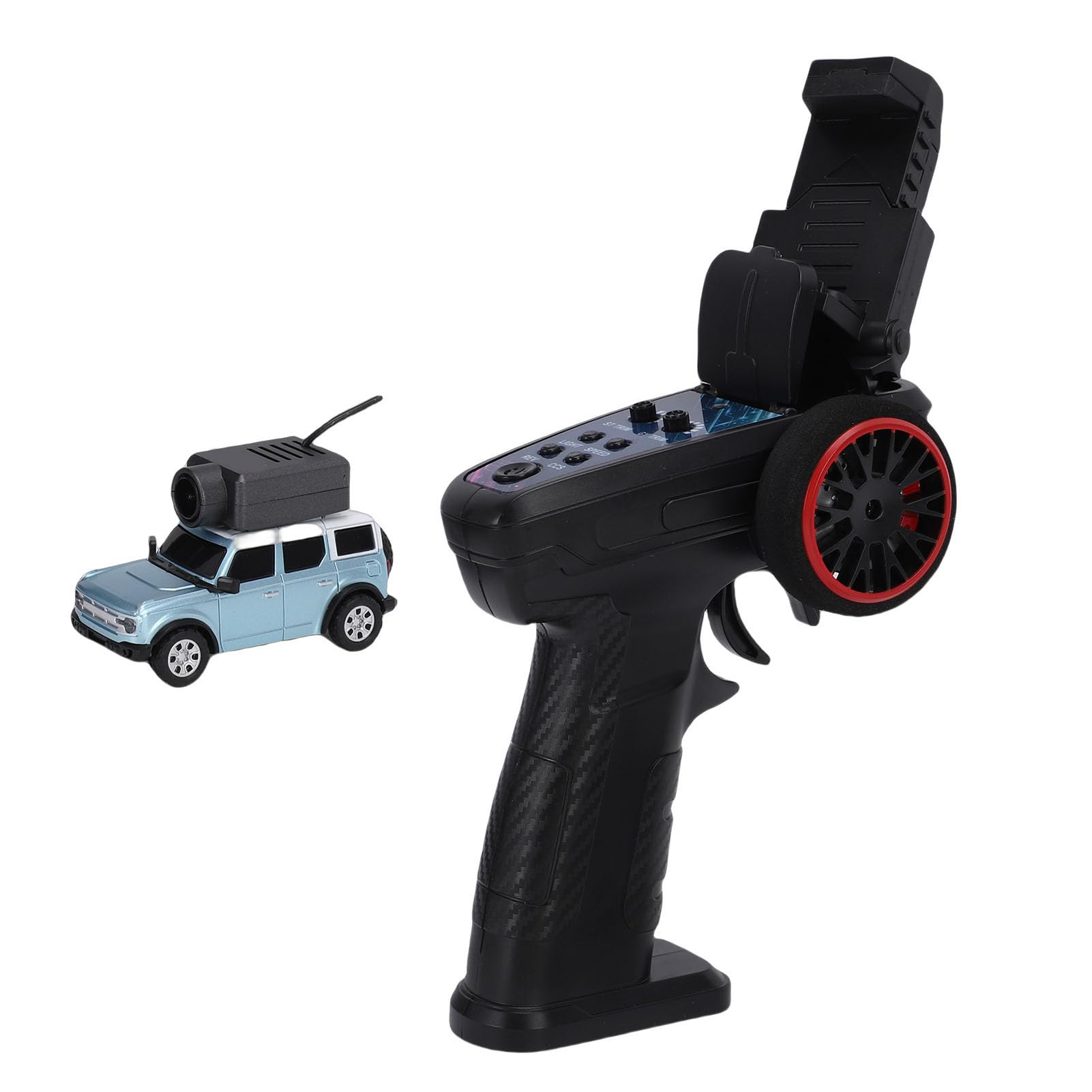 RiToEasysports Samochód Mini RC 1:64 FPV, Zdalnie Sterowany Samochód do Driftu 2,4 GHz z kamerą HD i Połączeniem Aplikacji Wi-Fi, Samostabilizująca Kontrola 3 Prędkości do Użytku w (jasny niebieski)