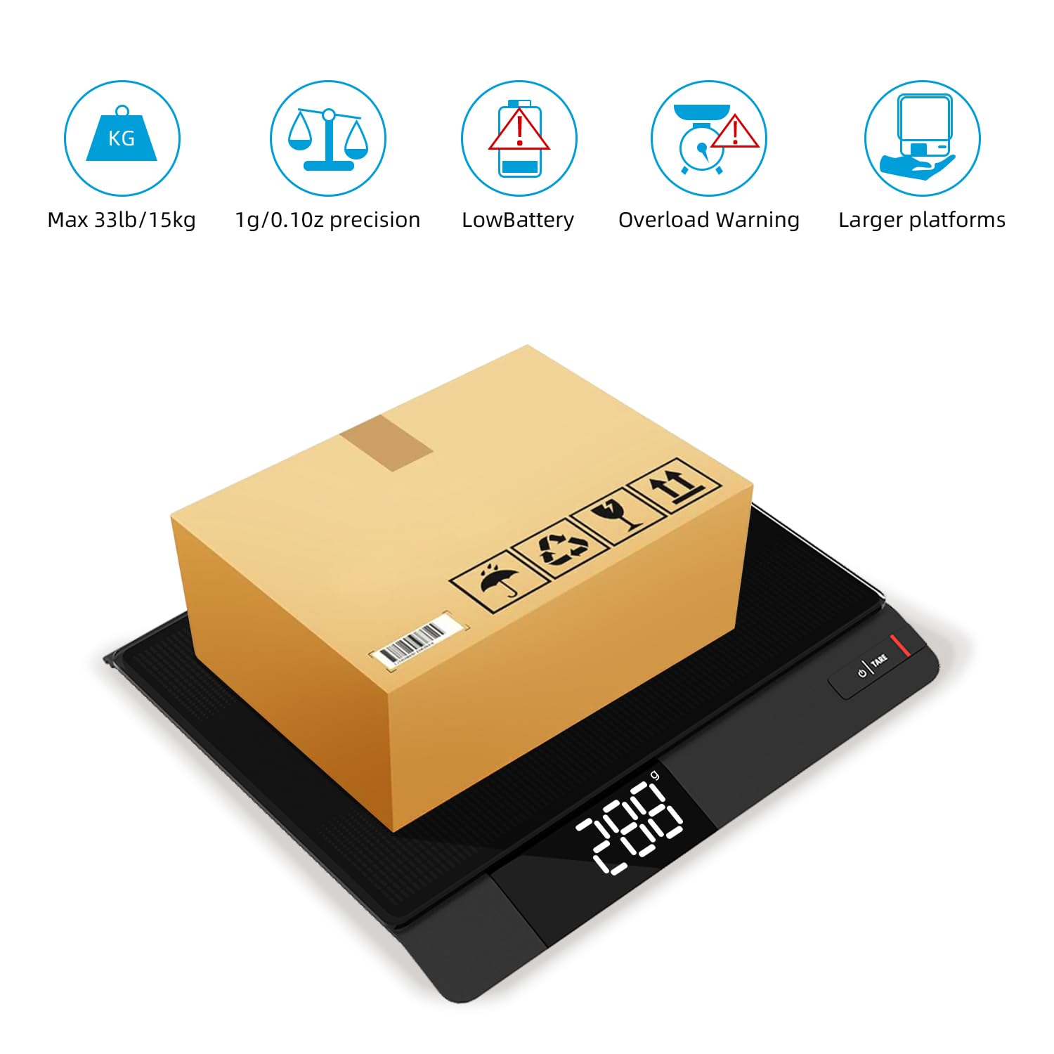 UNIWEIGH Bilancia postale 15 kg/33 lb,bilancia da cucina con precisione di 0,1 oz, peso digitale grammo e once per cottura/caffè/porto/spedizione,bilancia con tara,display LCD, spegnimento automatico