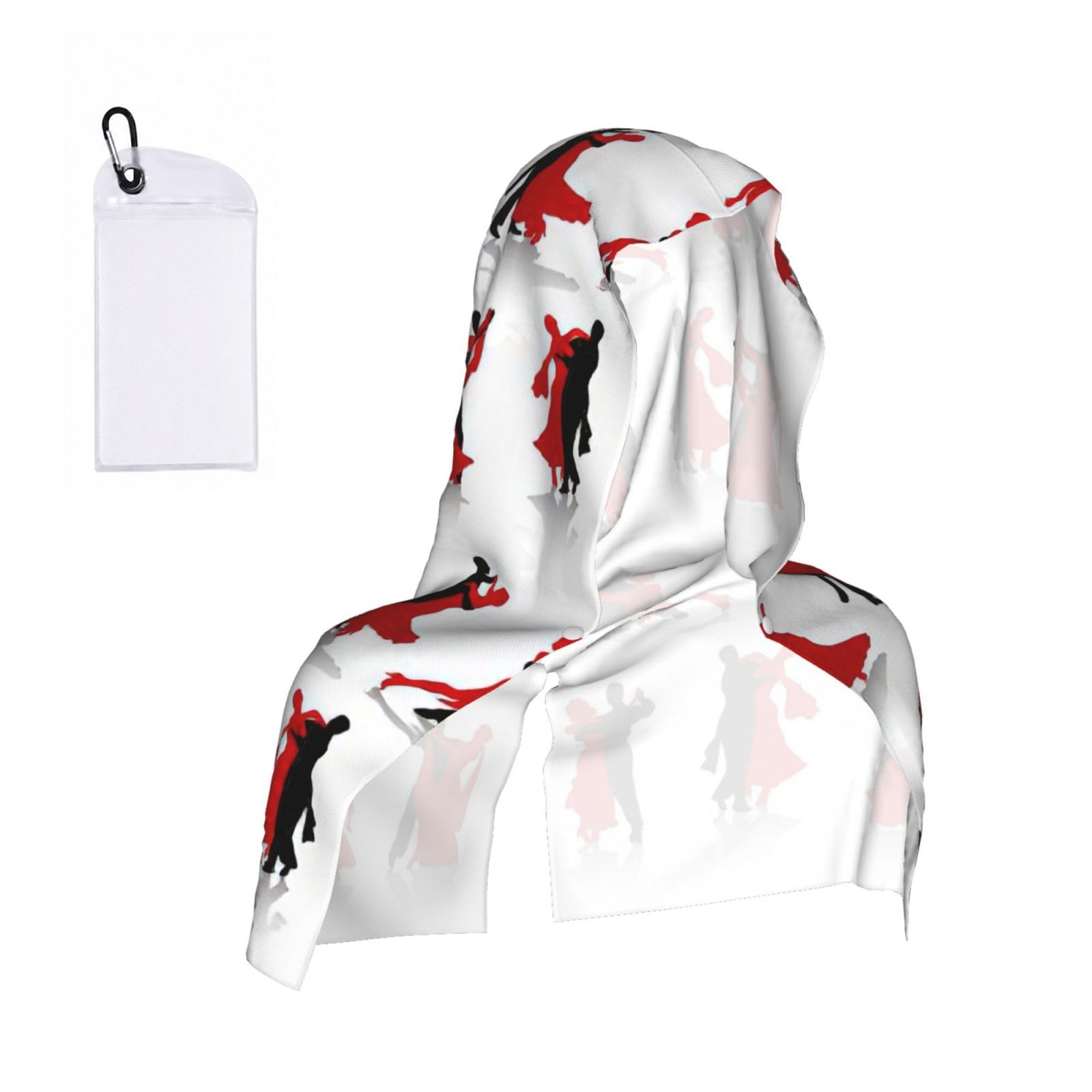 DUWAA Ballroom Dance Print Reusable Hoodie Cooling Neck Wrap, Hot Weather Outdoor Sports Workout Head Towel For Stay Chill