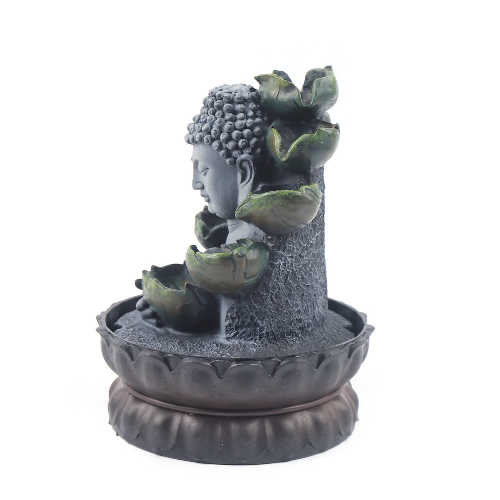 Fontaine d'intérieur avec éclairage RGB, fontaine de table Bouddha Fengshui, méditation, décoration intérieure relaxante pour beaucoup de chance, idéale comme cadeau