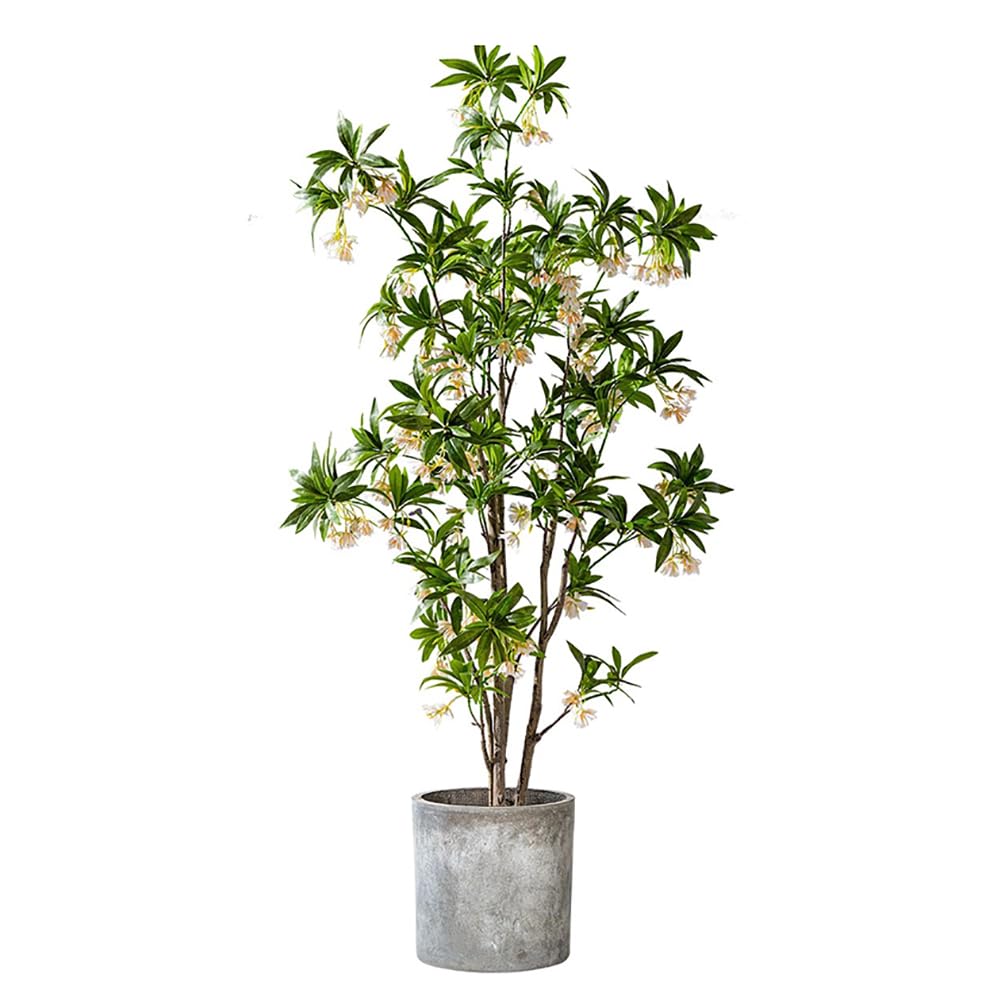 SWENEEN 180Cm High Artificial Water Stone Banyan Tree,Indoor Artificial Tree Potted Plant With Realistic Artificial Flowers,Decorative Green Artificial Tree,Tall Simulation Plant,H High 180cm