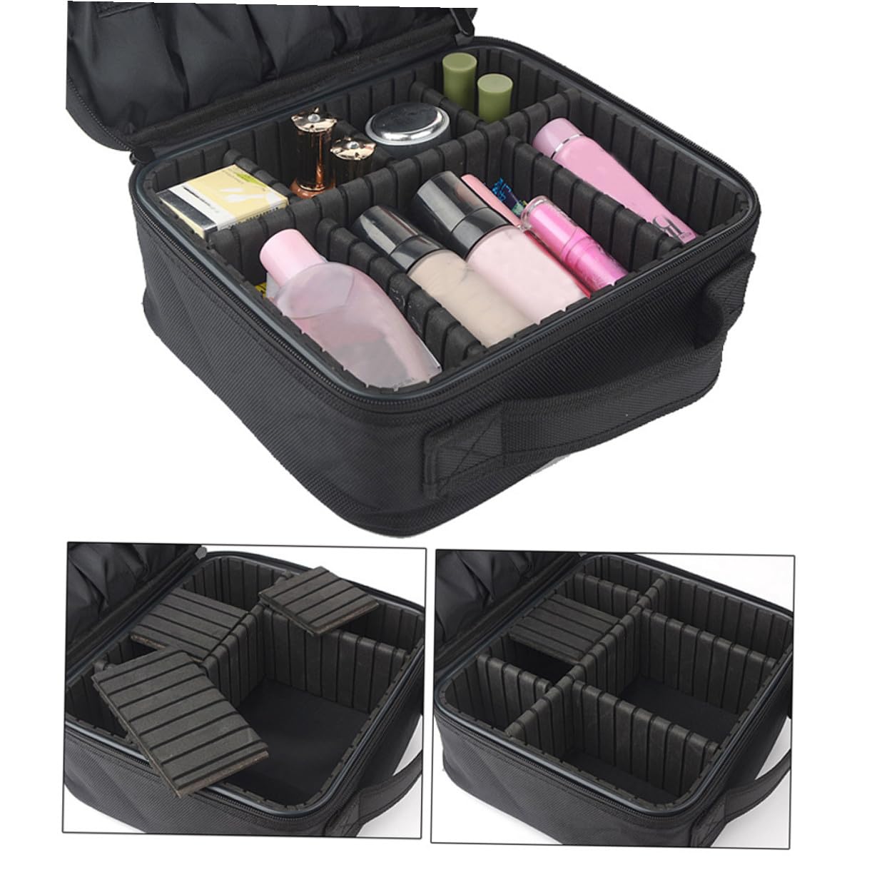 Ipetboom Borsa Organizer Per Con Divisori Regolabili Borsa Da Viaggio Portatile Per Cosmetici e Antiusura Tasche Per Pennelli Con Adatta Per Accessori Cosmetici e Da Toeletta