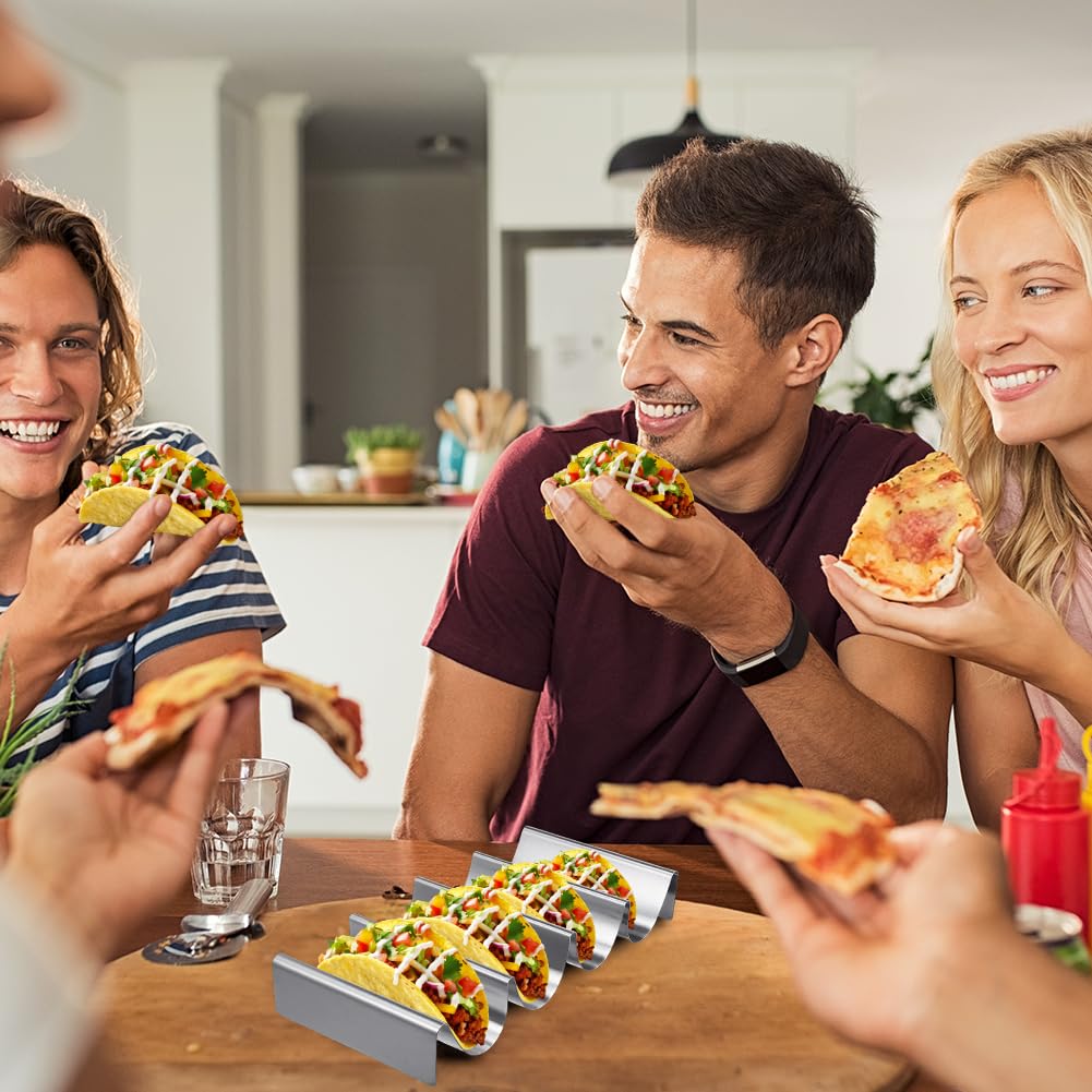 Tacos houder met 3 vakken, antislip herbruikbare siliconen