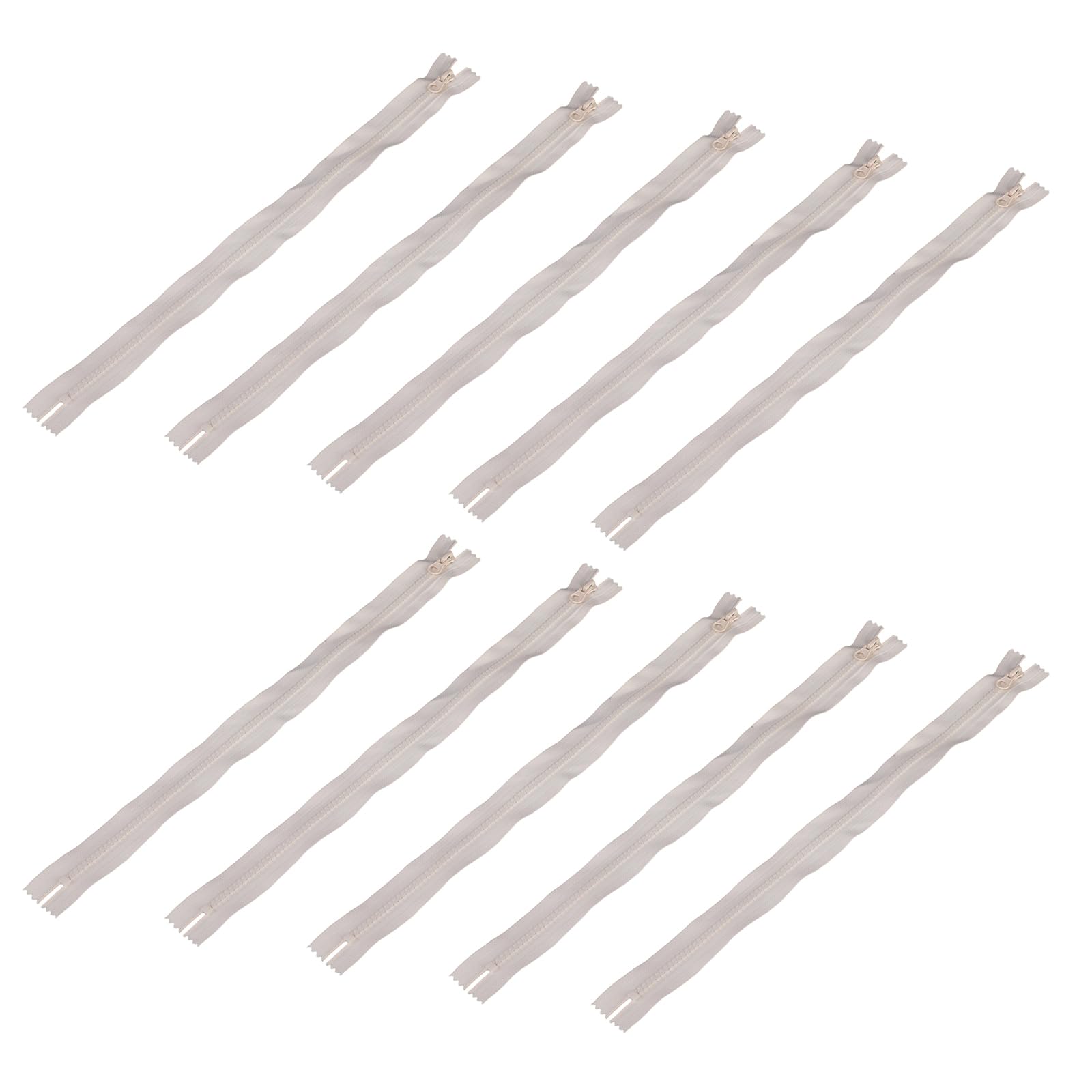 FGDTREE 10Lots White Resin Zippers with Durability Metal Puller Meter Garment Zipper Slider Bags Zips Pulls Repair Sewing Accessories Nylon Zipper Tape