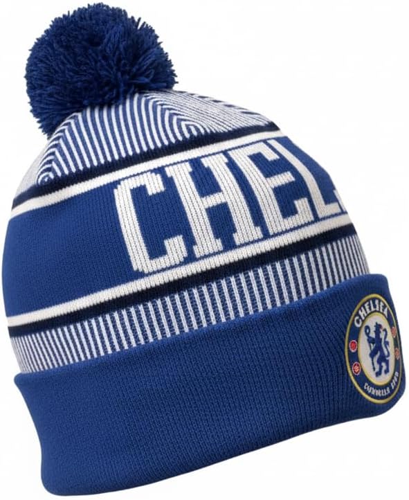 Icon Sports Officially Licensed Chelsea FC Adult Pom Pom Winter Beanie Hat – 100% Acrylic Knit Cap for Men and Women, Royal Blue - Image 4