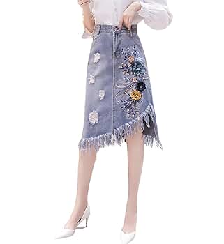 Amazon.com: GK-O Women Denim Skirt 3D Floral A Line