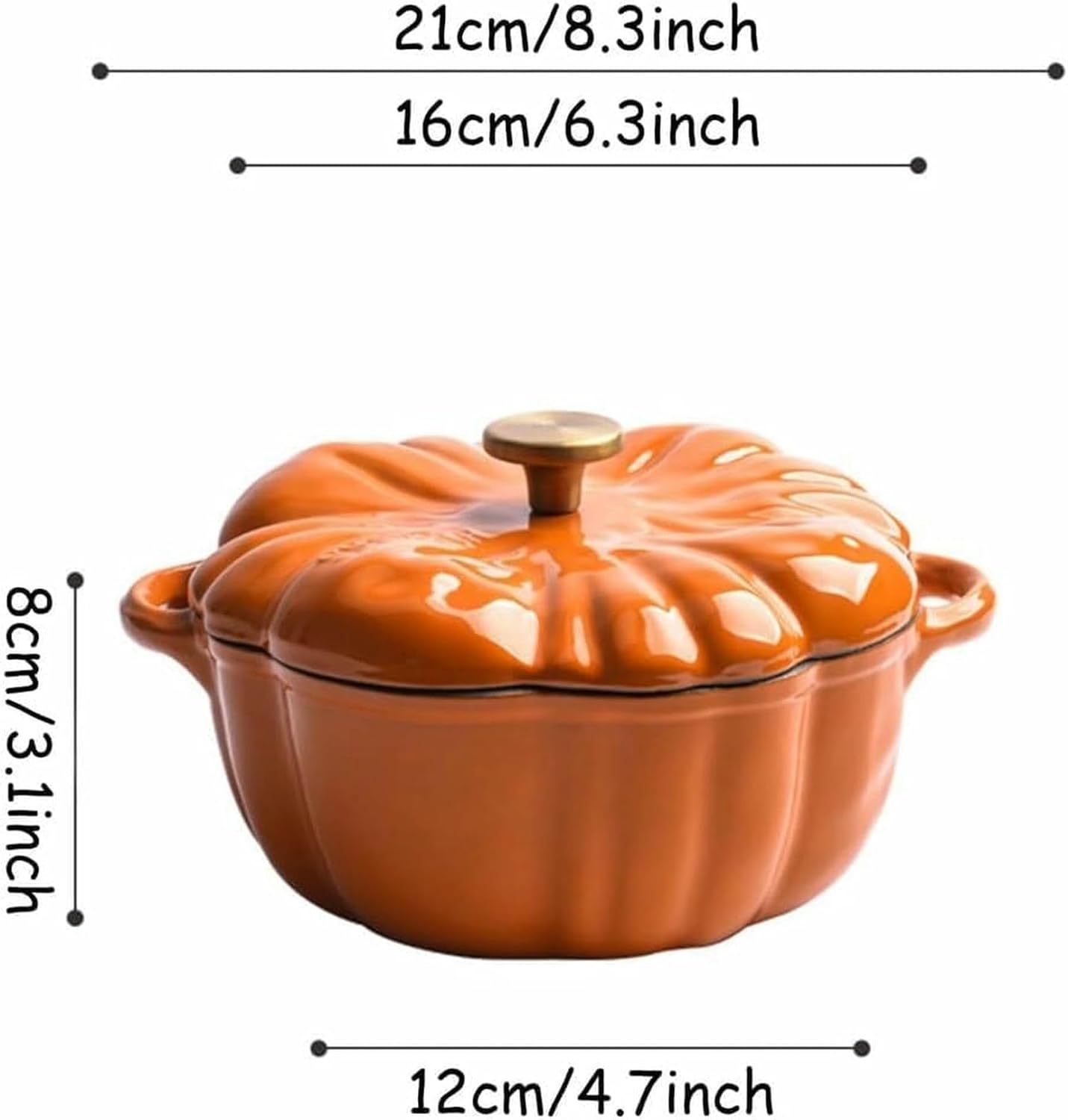 Enameled Cast Iron Dutch Oven with Lid Non-Stick Stew Pot,Pumpkin Shaped Dutch Oven Pot, Crock Pots Stockpot for Soup Porridge Stew Gift
