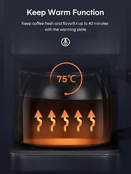 HOUSNAT Filter Coffee Machine, Programmable Drip Coffee Maker