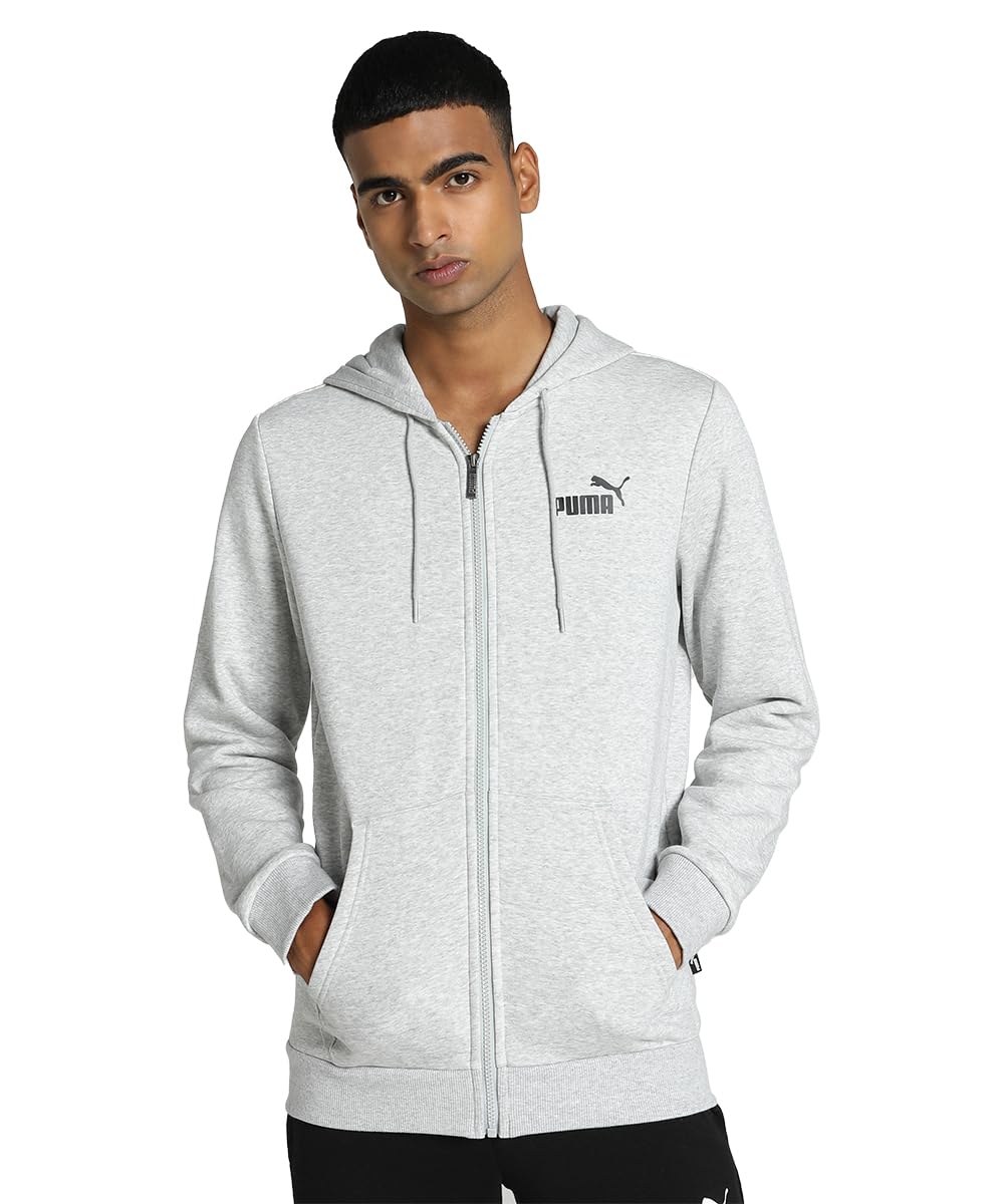 Puma Men's Essentialentials Small Logo Full-Zip Hoodie | Comfortable Cotton-Polyester Blend Jacket with Adjustable Hood & Pockets | Ideal Hoodie Sweatshirt for Workouts, Travel & Casual Wear-picture-14