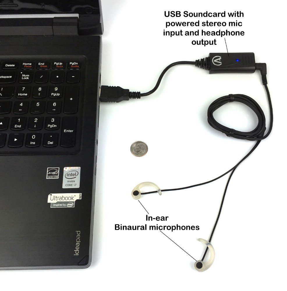 MS-TFB-2-USB Sound Professionals Ultra Low Noise In-Ear Binaural  Microphones Bundle includes microphones with premium cable and USB  soundcard