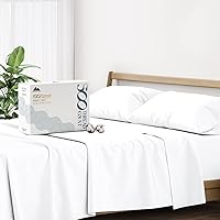 Mayfair Linen 500 Thread Count 100% Cotton Queen Sheet Set - 4PC White, Cooling Soft 16" Deep Pocket for Hot Sleepers