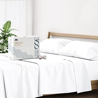 Mayfair Linen 500 Thread Count 100% Cotton Queen Sheet Set - 4PC White, Cooling Soft 16" Deep Pocket for Hot Sleepers