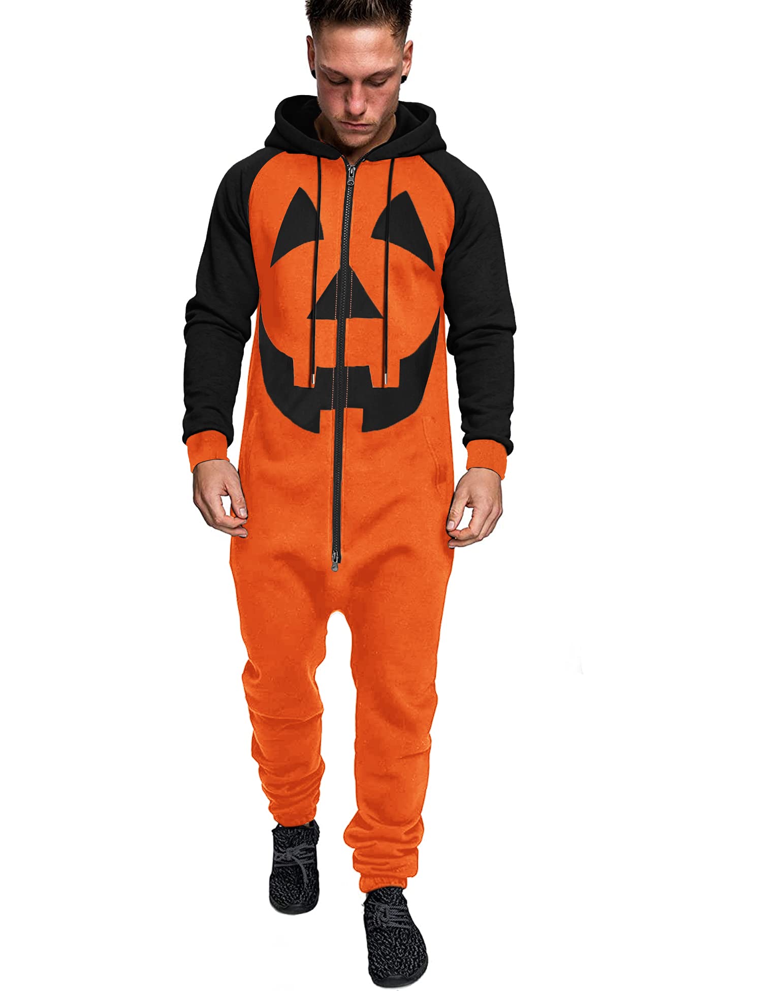 COOFANDY Mens Jumpsuit Onesie Hooded Full Zip One Piece Jogging Tracksuit