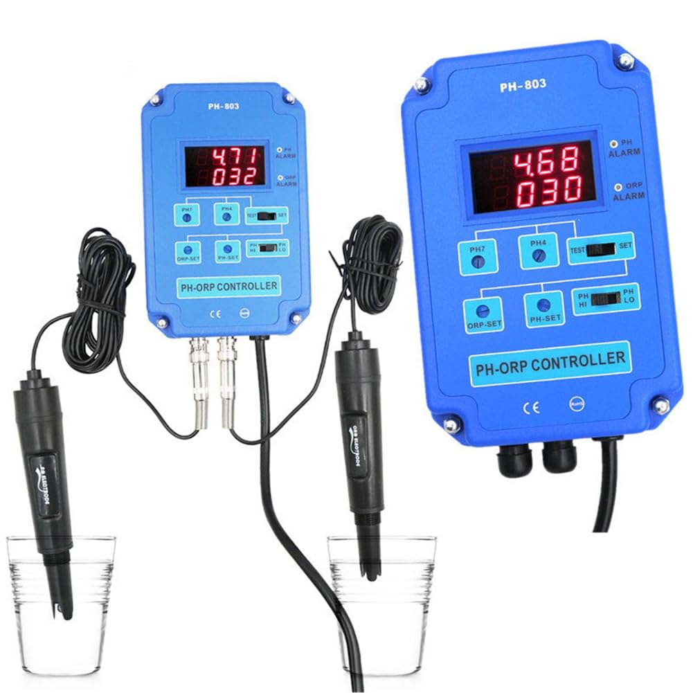 Monitor Digital 2 y 1 PH ORP Controlador Redox con Relé de Potencia de Salida para Acuario Planta HidropóNica Piscina Spa Enchufe de la UE