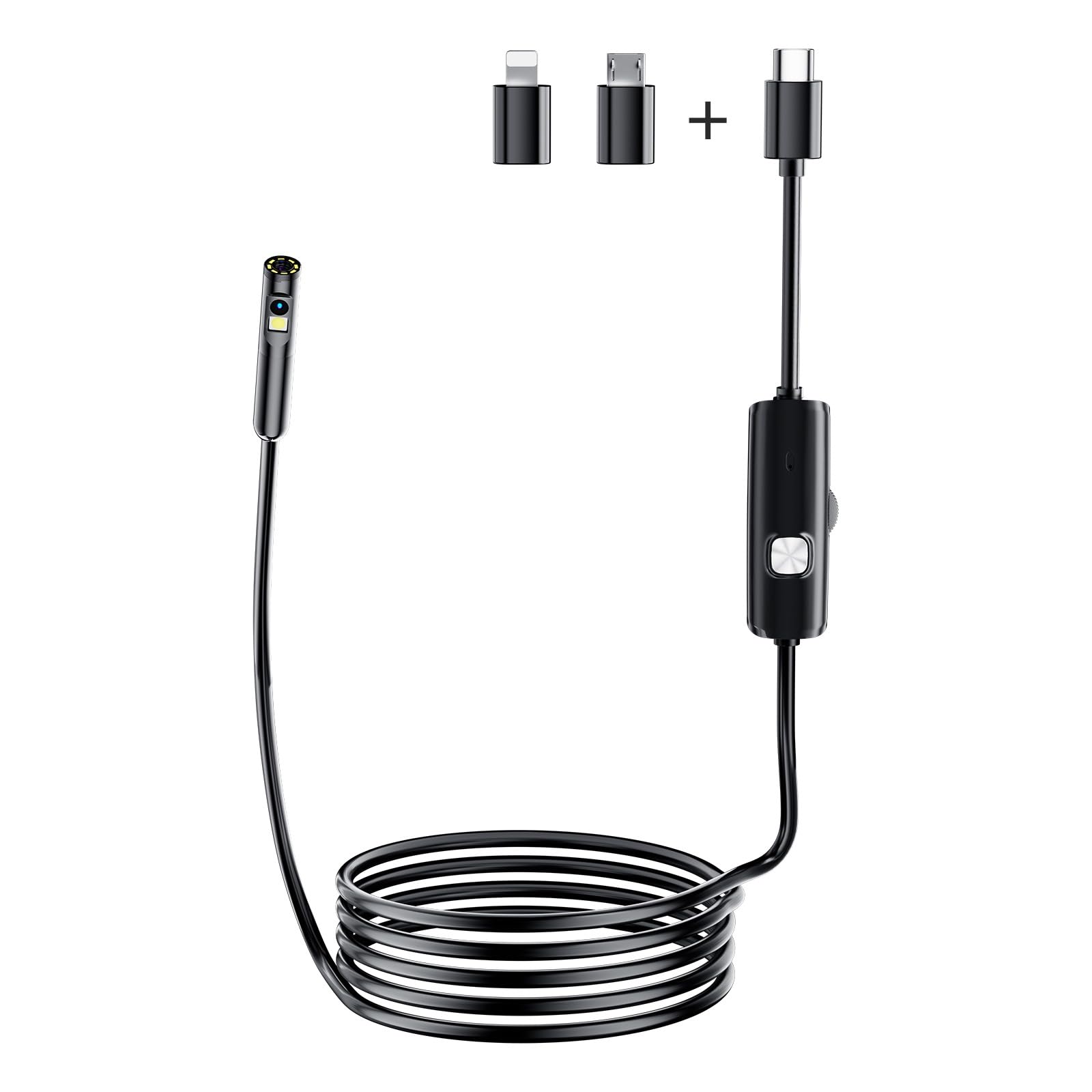 MatLogix 8mm Dual Lens Endoscope Camera | boroscope Snake Flexible IP67 Waterproof Camera 3 in 1 with Type-C &Type-B Port & 6 LED Light with 5 MTR Length Cable for Android and PC-image-24