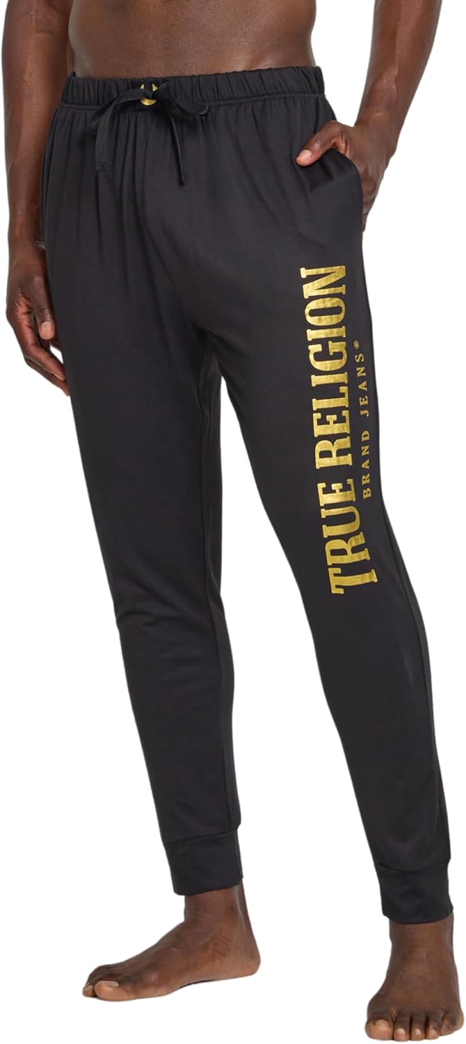 True Religion Mens Jogger Pajama Pants, Lightweight Lounge Casual Sleep Pants for Men