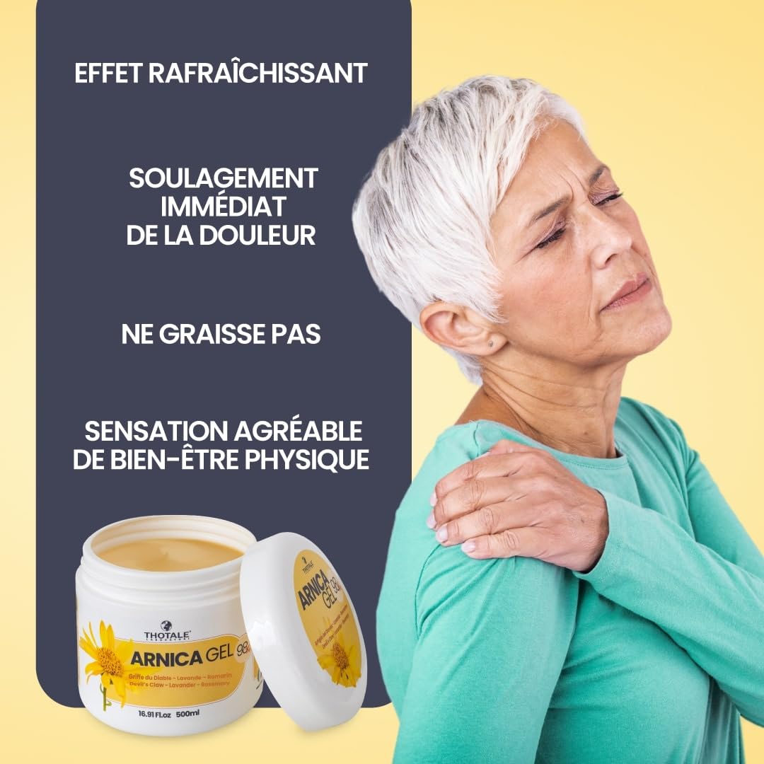 Arnica Gel Extra Fort 500 ml, Arnica Montana 98% plus Griffe du Diable, Effet Durable, Soulagement Immédiat pour les Douleurs Musculaires et Articulaires, Effet Rafraîchissant Non Gras, Made in Italy