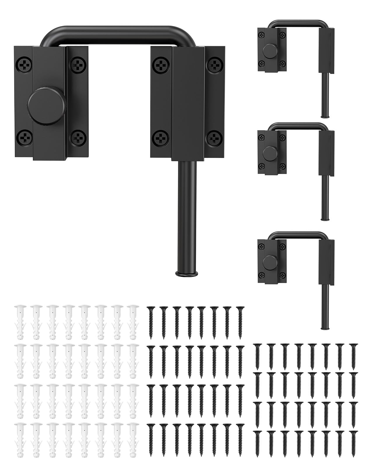 MeBantoo Updated U Patio Sliding Door Loop Lock Latch, Black-4 PCS