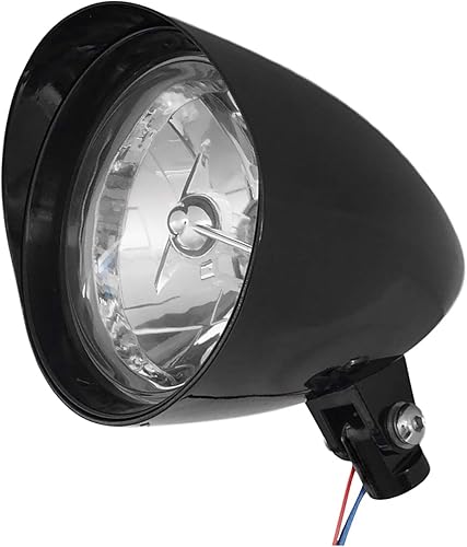 Miniatura 7 de FATECIM Faros delanteros LED de motocicleta de 5.75 pulgadas con visera de aluminio, lente transparente de 5 34 pulgadas, lámpara vintage para