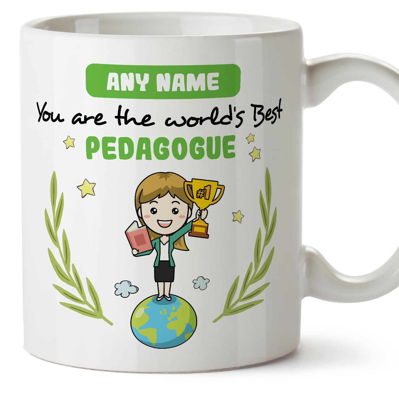MUGFFINS Personalised Mug for Pedagogue Woman - in English - You are World's Best - Funny Custom Gift for Colleagues - Ceramic 11oz Mug