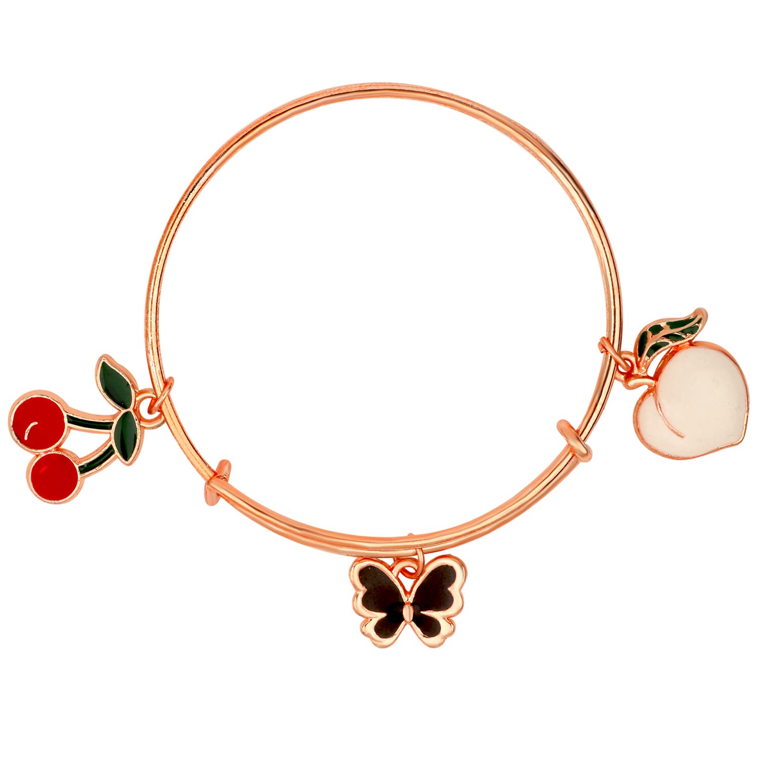 Mahi Cherry & Butterfly Shaped Rose Gold Plated Enamel Work Charms Bracelet for Kids (BRK1100867Z) (B0BFLHH11G) Amazon Price History, Amazon Price Tracker