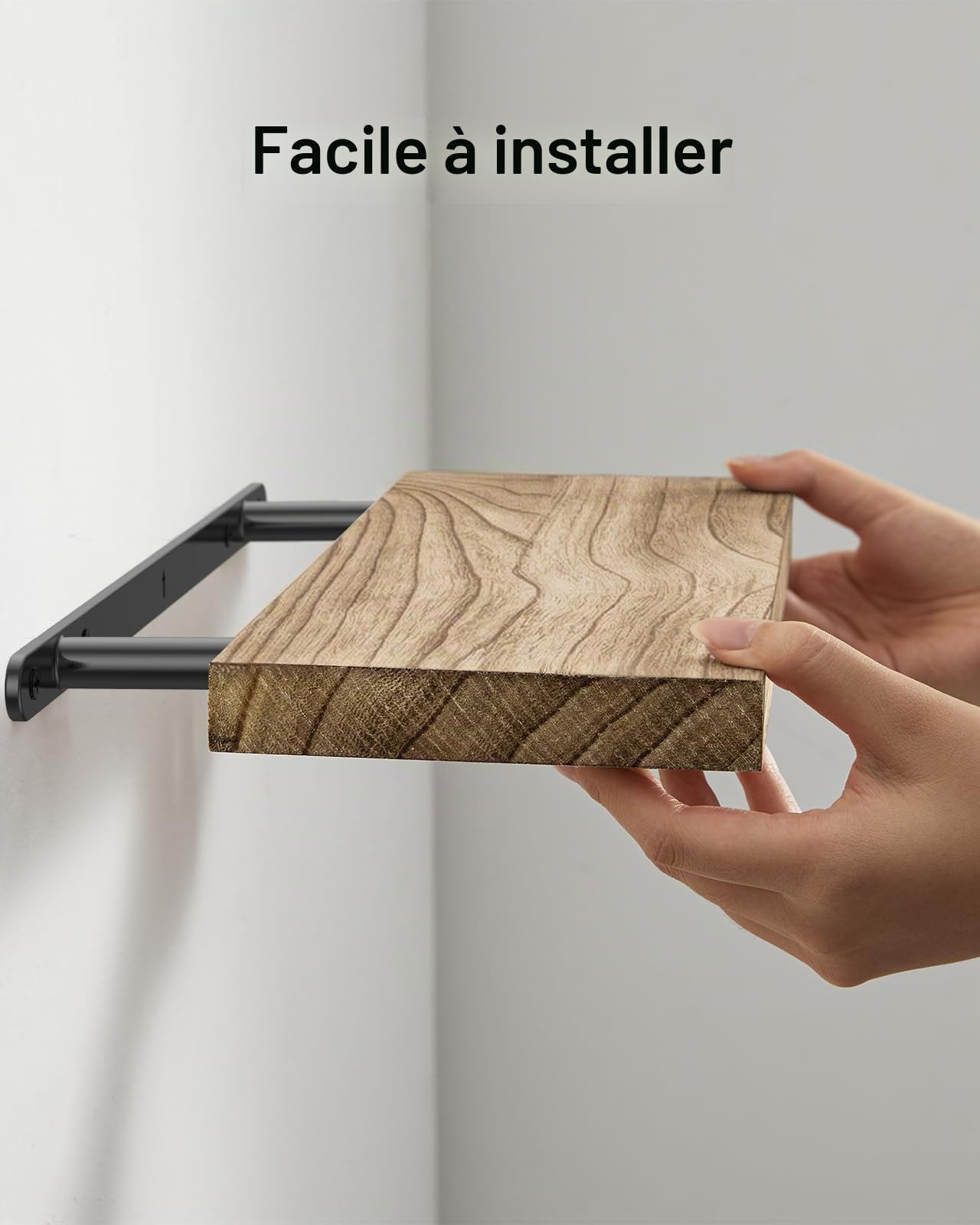 Amada Etagere Murale de Salon, Bois de Paulownia, Lot de 4, Brun Clair