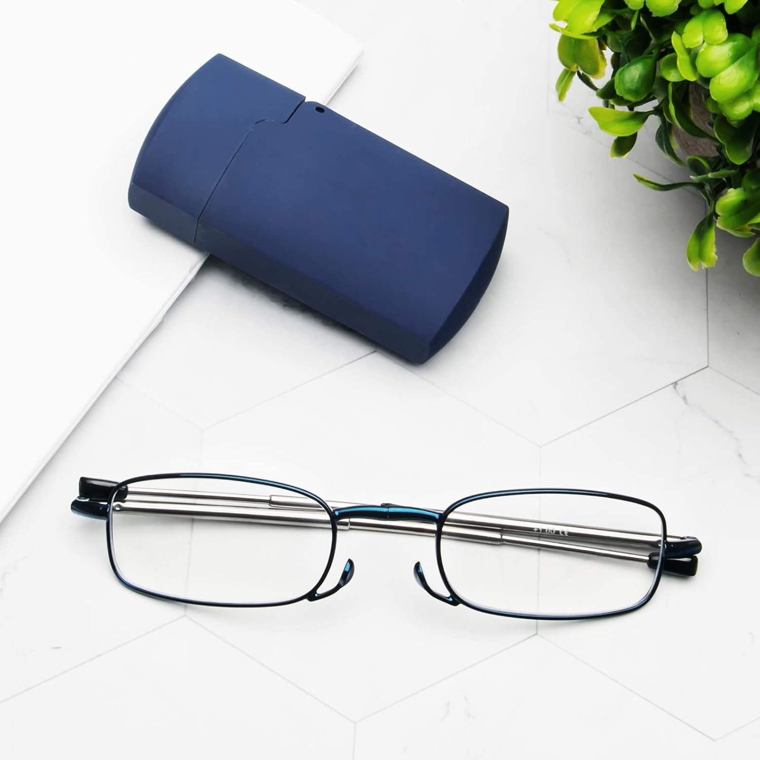 2 Pack Folding Reading Glasses Stainless Steel Mini Anti-Blue Light Blocking Reader for Men Women - Image 7