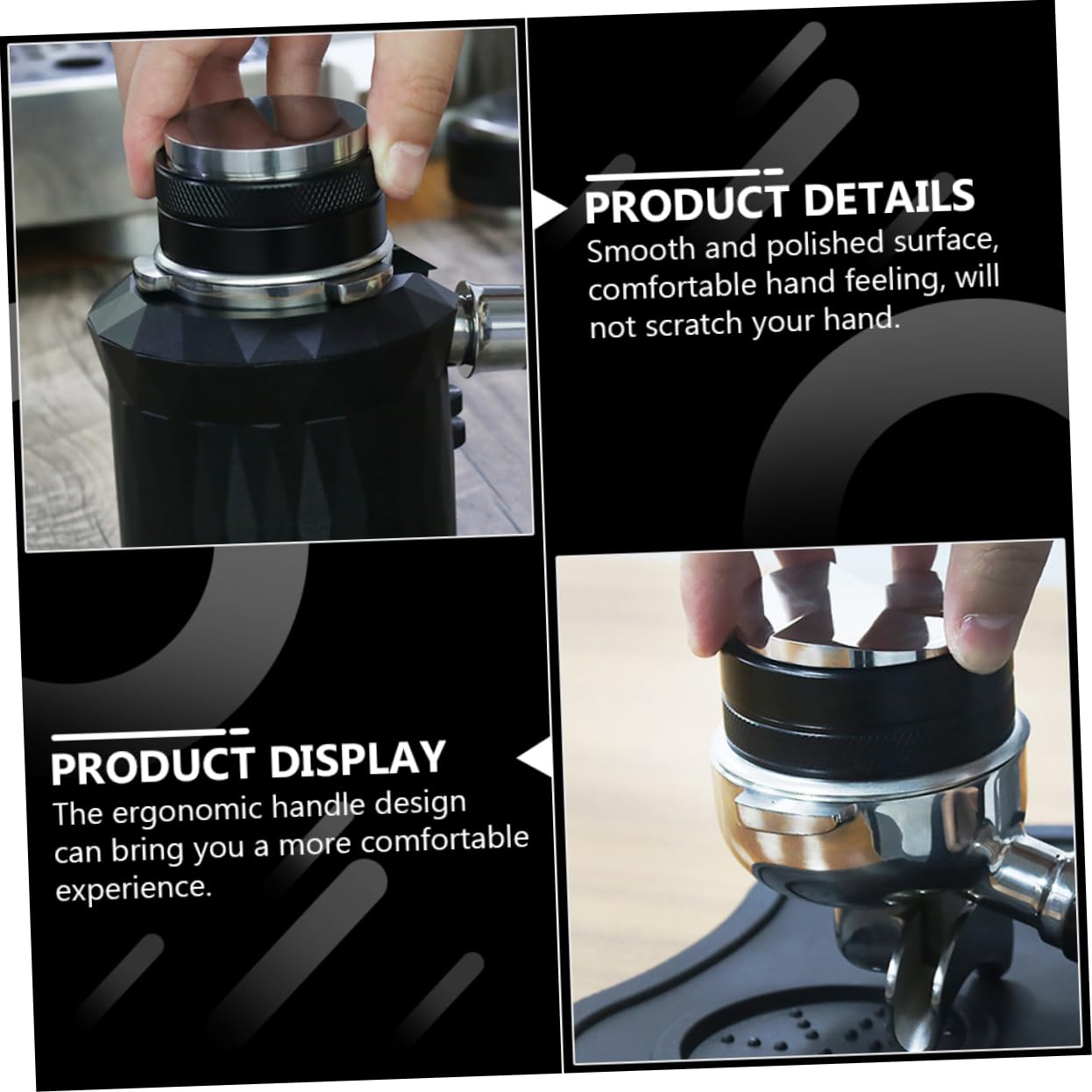 IMIKEYA Schwarzer Dosiertrichter aus Aluminiumlegierung und Edelstahl für Espresso 58mm mit Drehfunktion Professionelles Kaffeezubehör