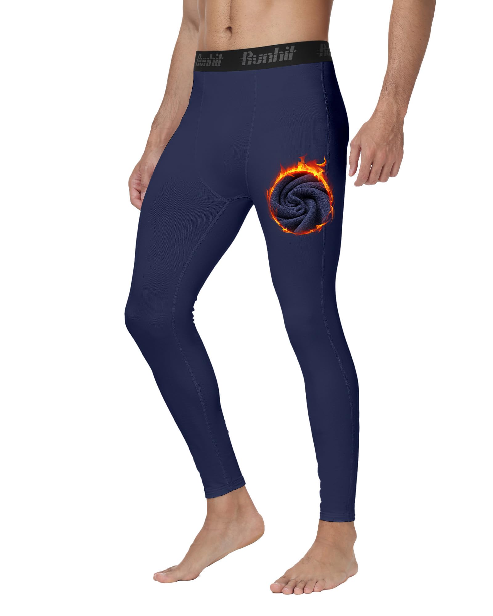Runhit Thermounterhose Herren Lang, Thermo Lange Unterhosen Fleece Leggings Winter Thermounterwäsche Skiunterwäsche Männer Funktionsunterwäsche Thermohose Extra Warme Unterwäsche Hose