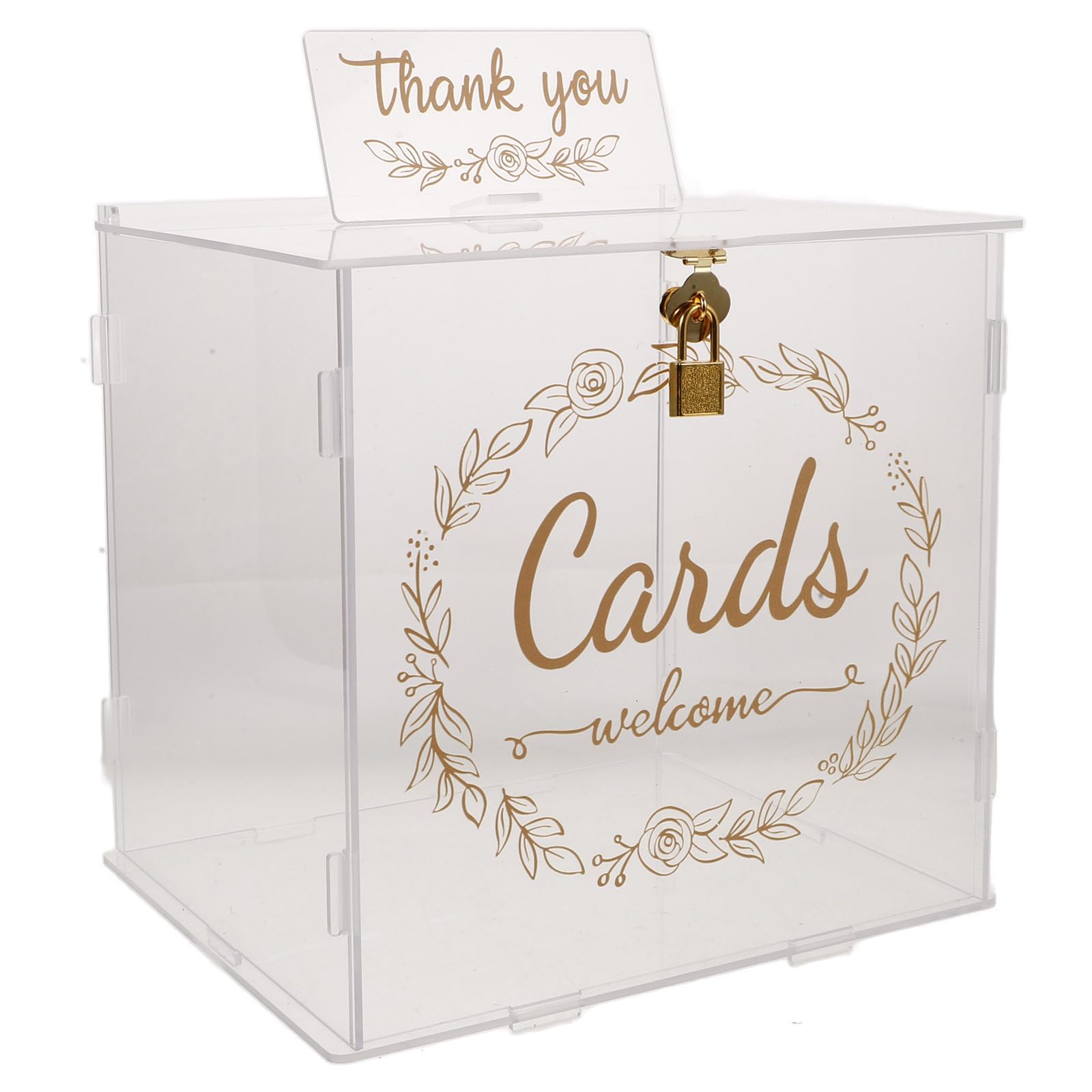 Caja de Tarjetas de Boda Transparente de Acrílico con Cerradura