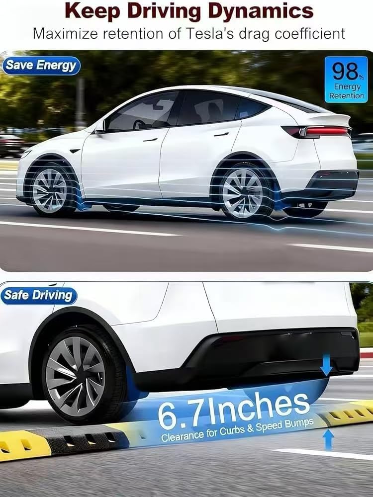 No Drill Mud Flaps for 2025-2026 Tesla Model Y Juniper, Custom Fit for All Trims (Base/Premium/Standard/Performance), 4PCS Front & Rear Splash Guards, OEM-Style Matte Black PP+TPE Mud Guards