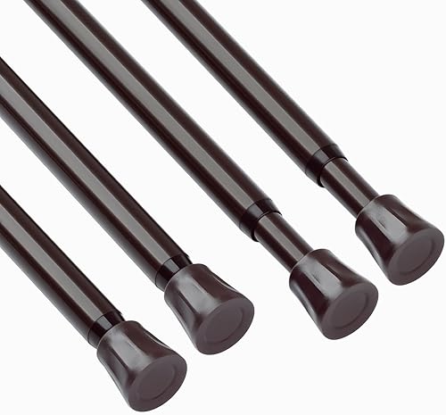 TYRON - Barra de cortina de tensión de 11 a 17 pulgadas, barra de tensión corta pequeña extensible, sin taladro, para ventana, armario, cocina,