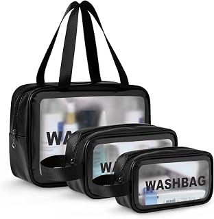 OCEANEVO Makeup Travel Pouch, Cosmetic Bag, Travel kit Pouch for Toiletries, Brushes and Cosmetics - Set of 3 - Washbag Po Price In India