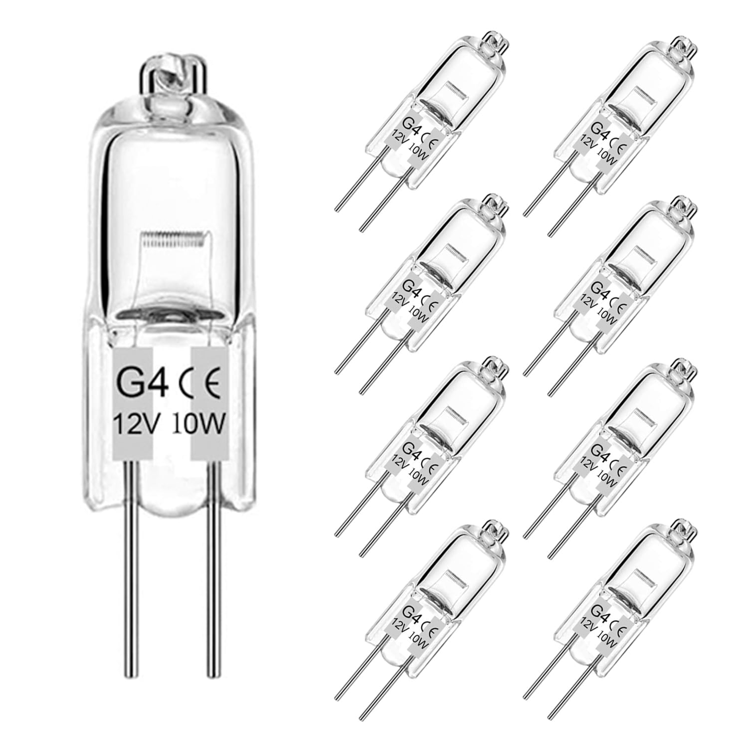 BXXKXMC G4 Halogen Bulbs, Clear Capsule 10W 12V 3000K Warm White Light, for Cooker Lighting, Signal Lights, Track Lighting