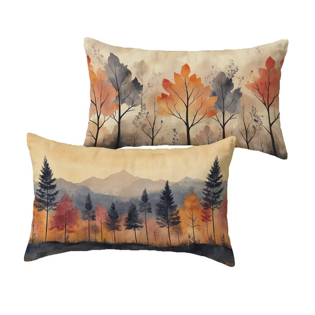 Housse de coussin 40x60 imperméable en lin caramel pour canapé et jardin lot de 2