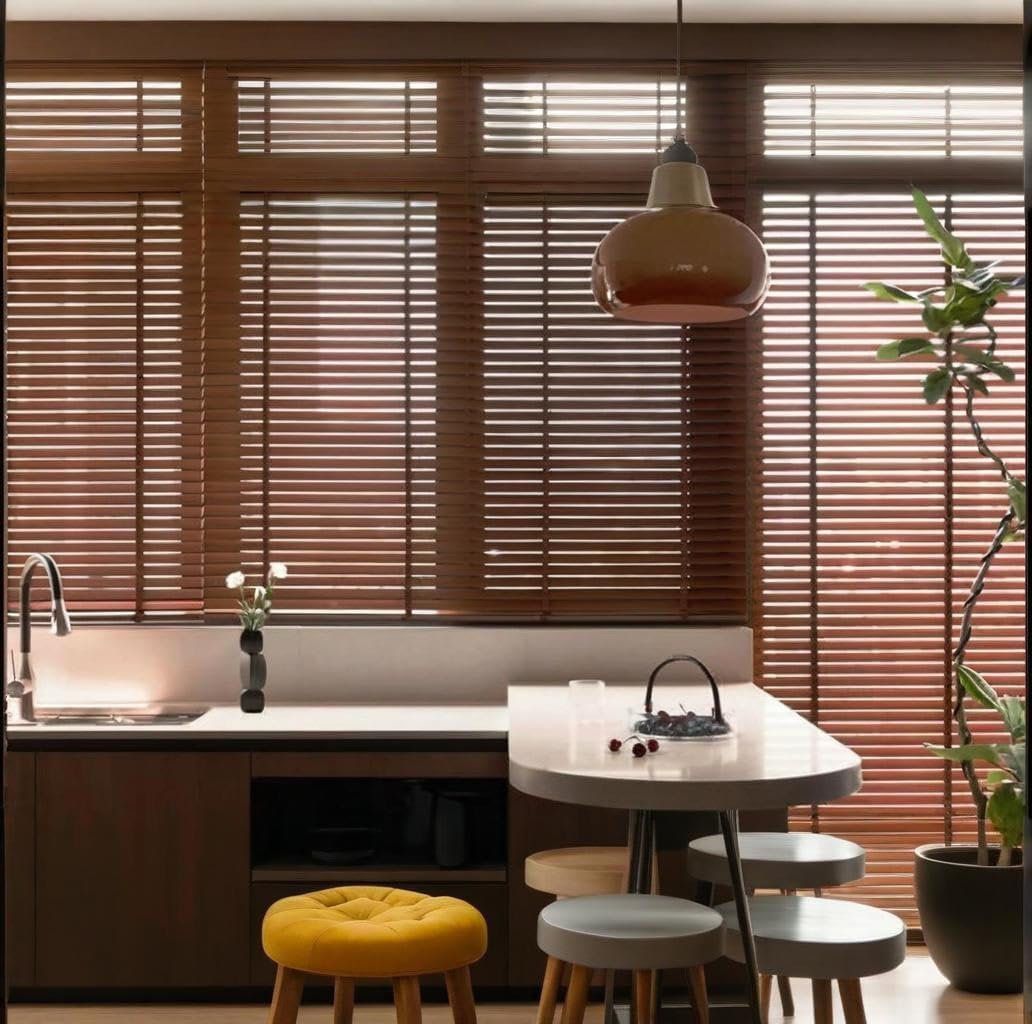 Wood Blinds 2” Slats, Blackout Wooden Blinds for Indoor Widows, Cordless Venetian Shades22 30" 36" 42" 48" 52" 68" 72" 76", Horizontal Window Shades for Home, Bedroom, Office (Dark Brown)